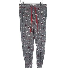 Laura Ashley Pajama Pants S Womens Grey Christmas‎ Holiday Print Grey Pull On